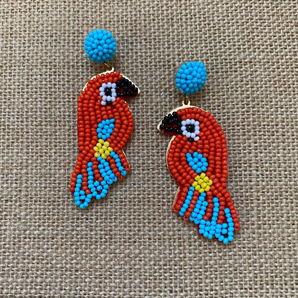 J. Crew Beaded Parrot Earrings